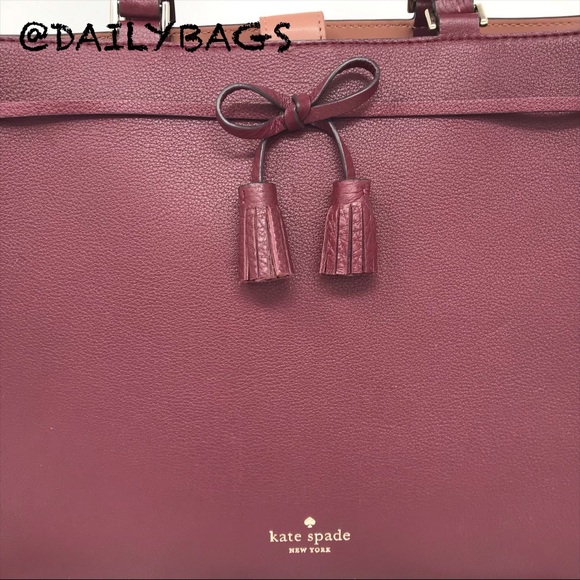 KATE SPADE HAYES TOTE BAG  LARGE CHERRYWOOD TOTE - Picture 7 of 10